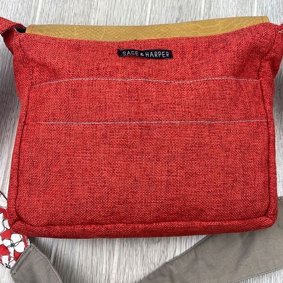 Sage & Harper Women's Multi Media Medium Crossbody Bag Red and Tan - Picture 8 of 16